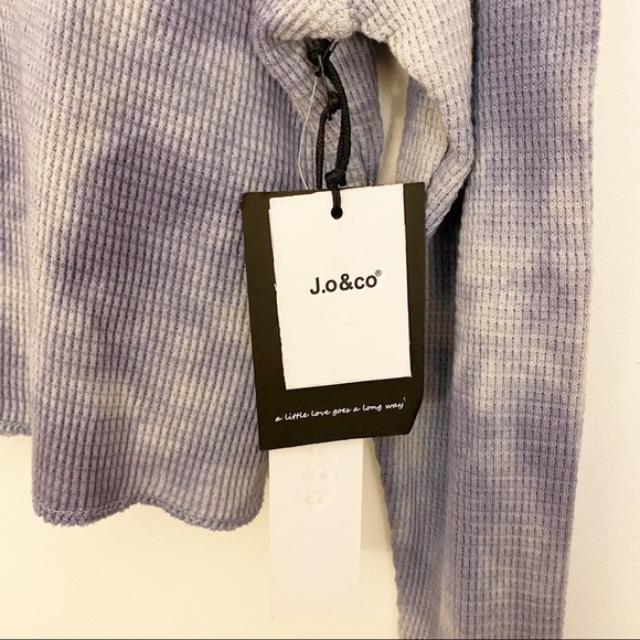 NWT Jo & Co crop tie dye waffle knit long sleeve t - Picture 3 of 5